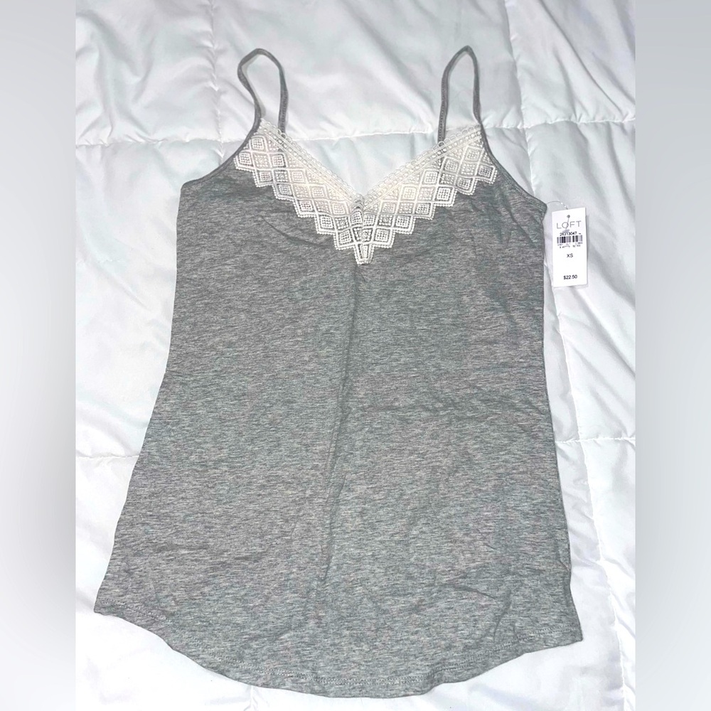 Lace detail gray camisole